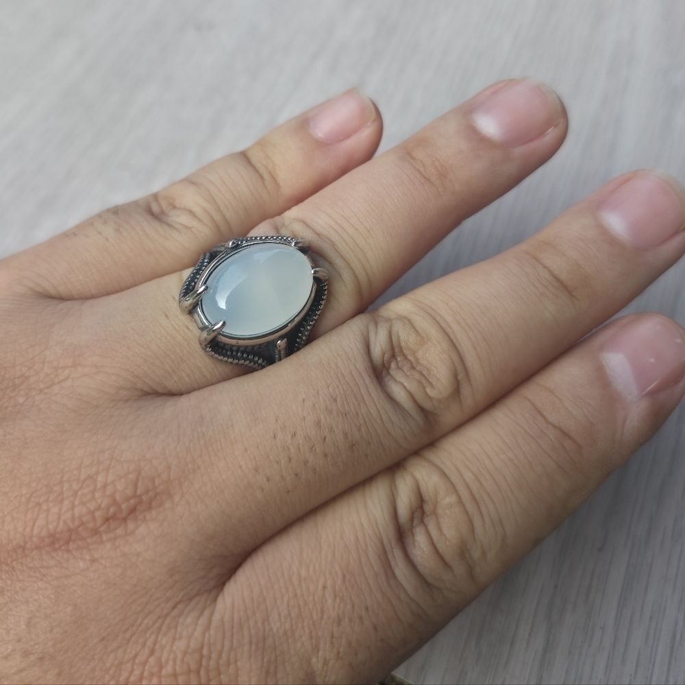 New Stainless Steel Men's Ring With Synthetic Opal Size 11 - Picture 5 of 5